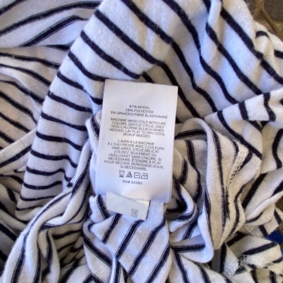 Express One Eleven V-Neck High Low Striped Top Short Sleeve Size Large - Picture 13 of 15